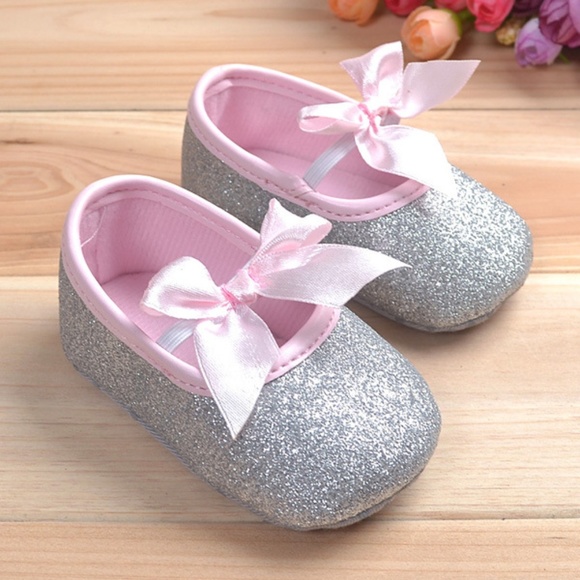 Other - Baby Girl Silver Glitter Princess Slip-On